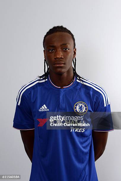 Chelsea's Tammy Abraham poses during the Academy Photocall Season 2015/16 at Stamford Bridge on 6th July 2015 in London, England.