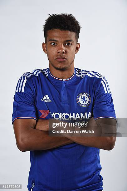 Chelsea's Jake Clarke-Salter poses during the Academy Photocall at Stamford Bridge on 6th July 2015 in London, England.