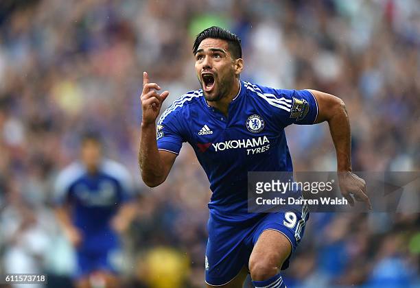 Chelsea's Radamel Falcao celebrates scoring his teams first goal of the match.