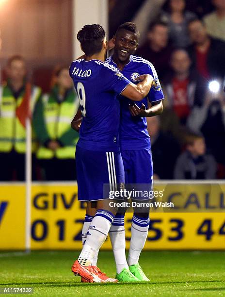 Chelsea's Ramires celebrates scoring his side's first goal of the game with Radamel Falcao