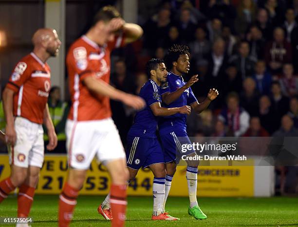 Chelsea's Loic Remy celebrates scoring his side's second goal of the game with his team-mates