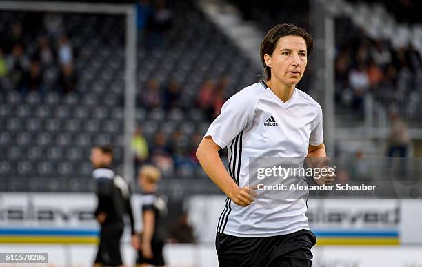 Referee Katrin Rafalski is seen during the Second Bundesliga match between SV Sandhausen and SG Dynamo Dresden at Hardtwaldstadion on September 30,...