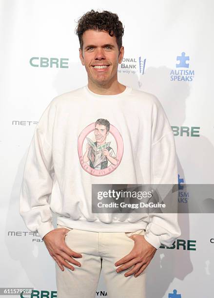 Perez Hilton arrives at the Metropolitan Fashion Week 2016 - La Vie En Bleu - Signature Event Benefiting Autism Speaks at Warner Bros. Studios on...