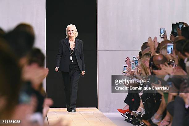 Fashion designer for Christian Dior, Maria Grazia Chiuri, walks the runway during the Christian Dior show as part of the Paris Fashion Week...