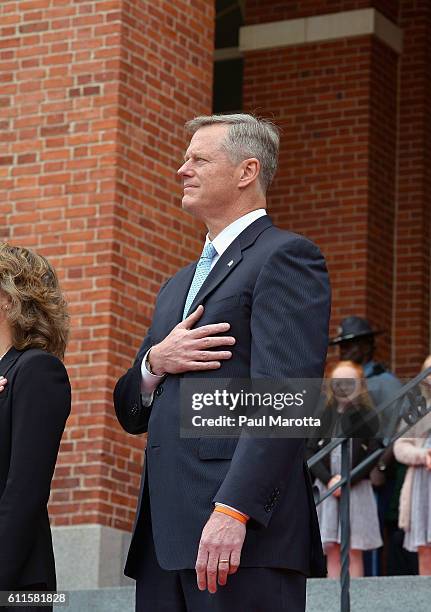 Crown Prince Frederik and HRH Princess Mary of Denmark are met by Massachusetts Governor Charlie Baker and Mrs. Baker and Lt. Governor Karen Polito...