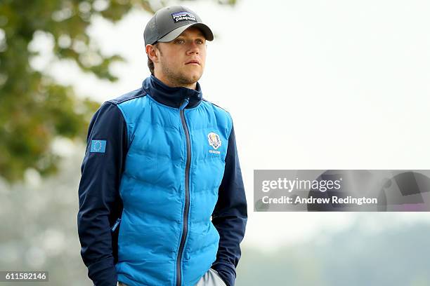 Singer Niall Horan of One Direction during morning foursome matches of the 2016 Ryder Cup at Hazeltine National Golf Club on September 30, 2016 in...