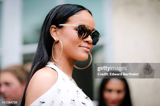 Rihanna is attending the Dior show, during Paris Fashion Week Spring Summer 2017, at the Rodin museum, on September 30, 2016 in Paris, France.