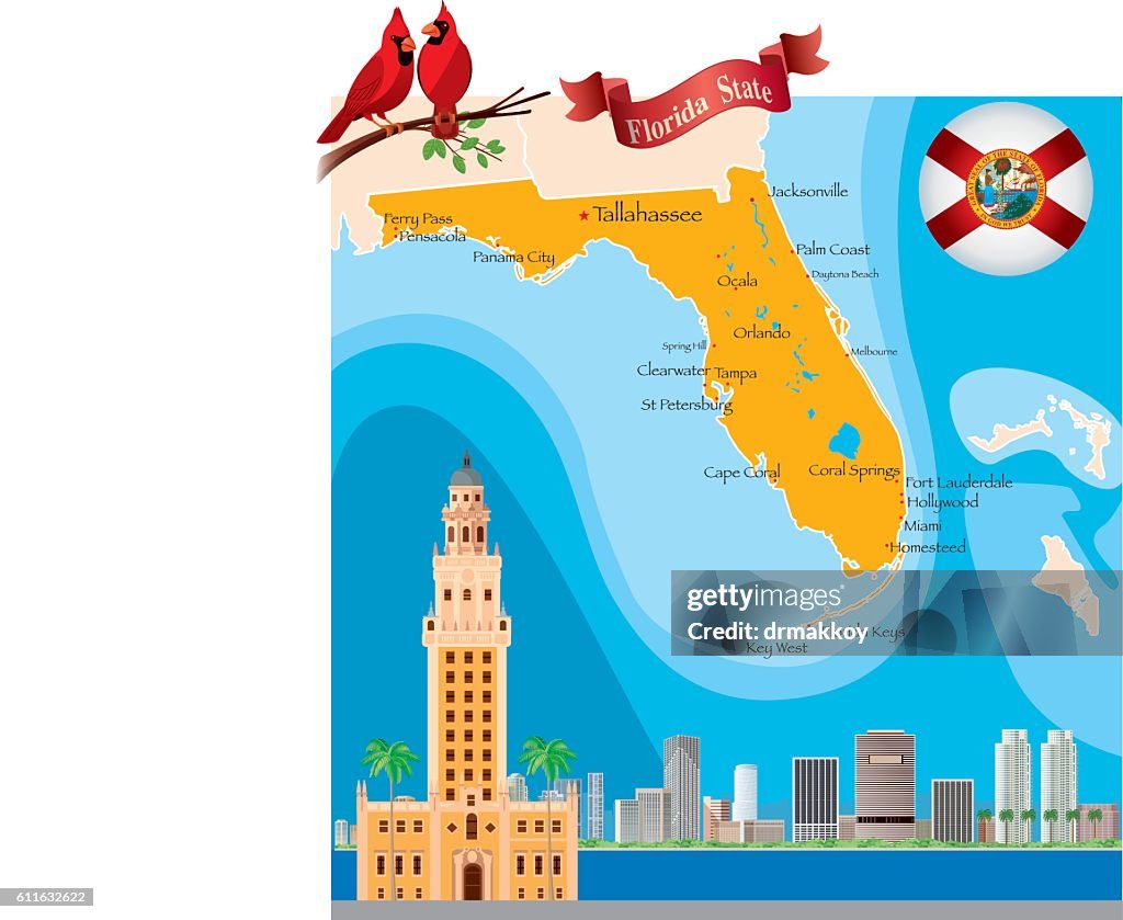 Cartoon map of Florida