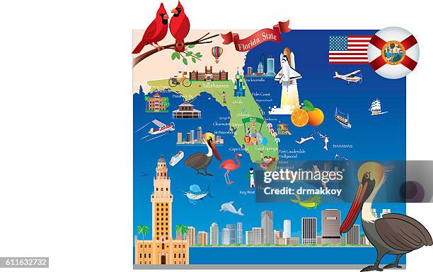 cartoon karte von florida - pensacola stock-grafiken, -clipart, -cartoons und -symbole