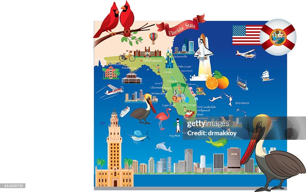 Cartoon map of Florida