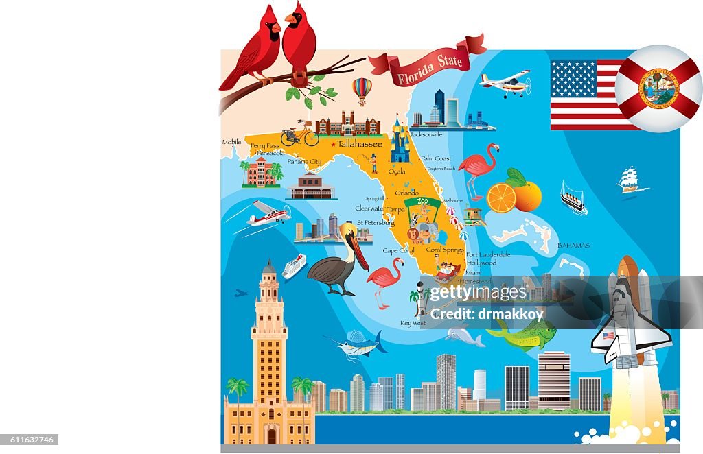 Cartoon Karte von Florida