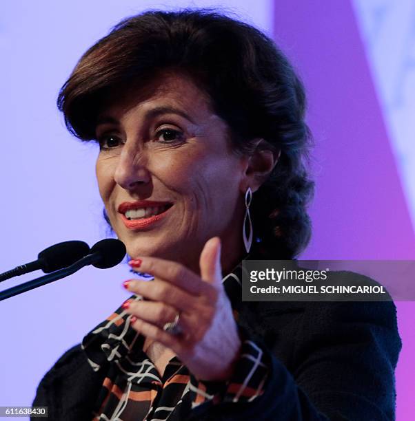 Brazilian president of the National Bank for Economic and Social Development Maria Silvia Bastos Marques speaks during the 8th Exame Forum 2016, in...