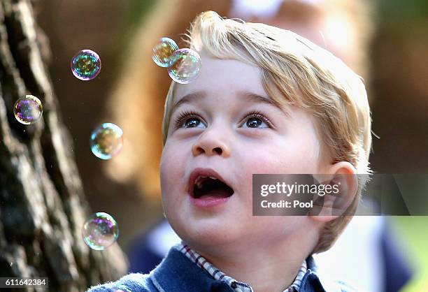 Prince George of Cambridge attends a children's party for Military families during the Royal Tour of Canada on September 29, 2016 in Victoria, Canada.