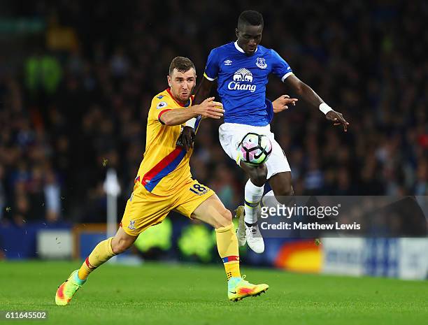 James McArthur of Crystal Palace and Idrissa Gueye of Everton battle for the ball during the Premier League match between Everton and Crystal Palace...