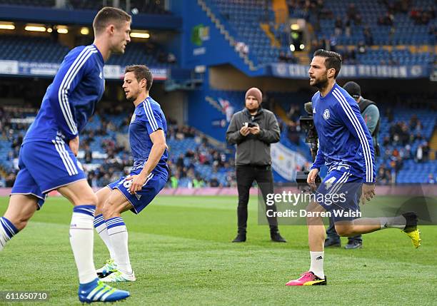 Chelsea's Gary Cahill and Cesc Fabregas during the warm up