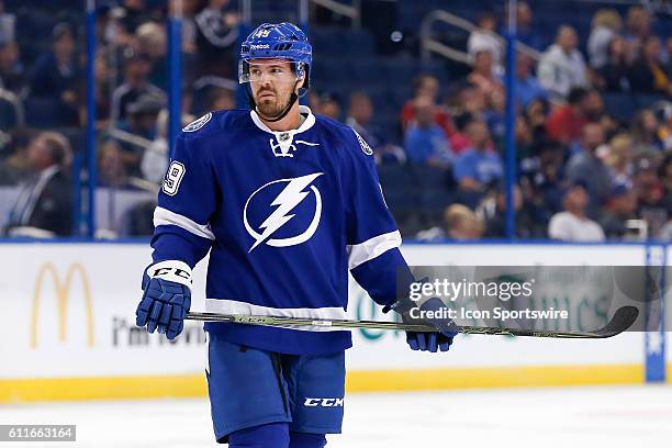 Tampa Bay Lightning forward Mike Halmo in the 1st period of the Preseason NHL game between the Florida Panthers and Tampa Bay Lightning at Amalie...