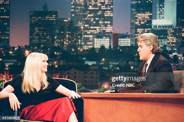 Episode 1159 -- Pictured: Actress Peta Wilson during an interview with host Jay Leno on May 30, 1997 --