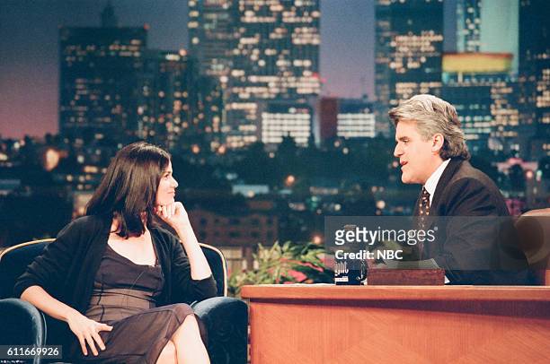 Episode 1181 -- Pictured: Actress Linda Fiorentino during an interview with host Jay Leno on July 8, 1997 --