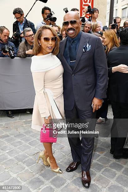 Steve Harvey and his wife Marjorie attend the Christian Dior show as part of the Paris Fashion Week Womenswear Spring/Summer 2017 on September 30,...