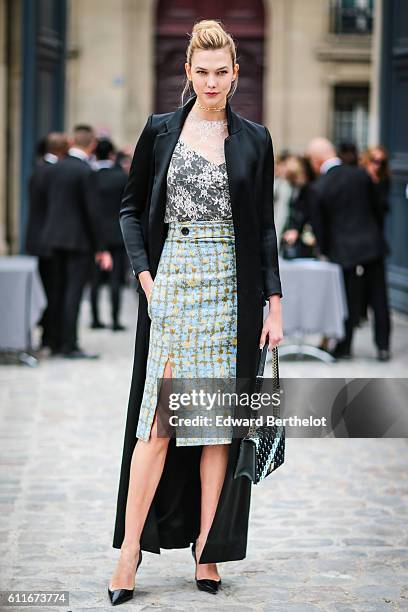 Model Karlie Kloss is seen outside of the Christian Dior show during Paris Fashion Week Spring Summer 2017 at the Rodin museum on September 30, 2016...