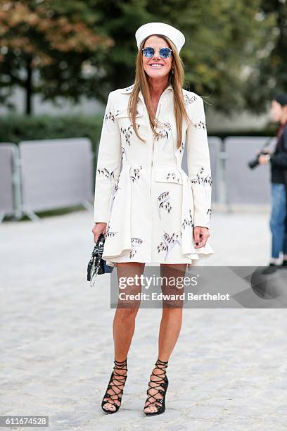 Anna Dello Russo is seen outside of the Christian Dior show during Paris Fashion Week Spring Summer 2017 at the Rodin museum on September 30, 2016 in...