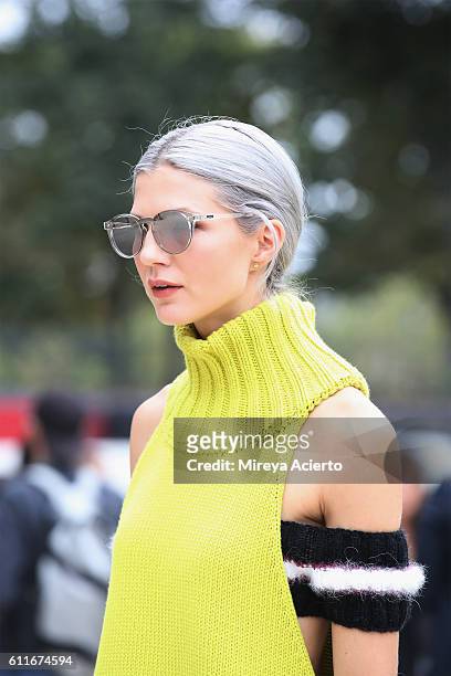 Creative director, Samantha Angelo attends the Carven show as part of the Paris Fashion Week Womenswear Spring/Summer 2017 on September 29, 2016 in...