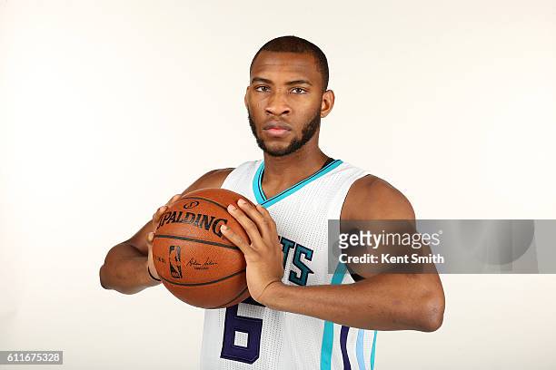 Rasheed Sulaimon of Charlotte Hornets poses for Media Day Portraits at the Time Warner Cable Arena on September 26, 2016 in Charlotte, North...
