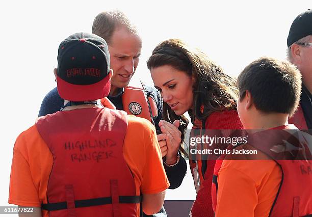 Catherine, Duchess of Cambridge and Prince William, Duke of Cambridge head out on a fishing trip with Skidegate youth centre children during the...