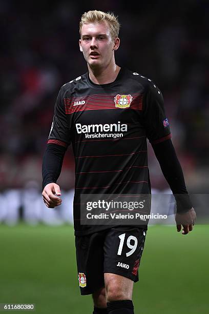 Julian Brandt of Bayer 04 Leverkusen looks on during the UEFA Champions League Group E match between AS Monaco FC and Bayer 04 Leverkusen at Louis II...