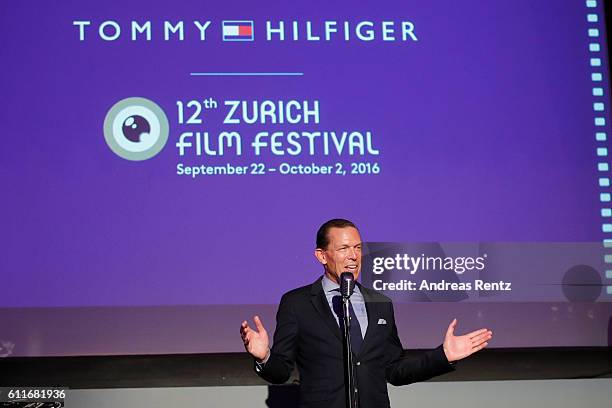 Tommy Hilfiger and PVH Daniel Grieder at the Tommy Hilfiger Dinner in celebration of the 12th Zurich Film Festival on September 30, 2016 in Zurich,...