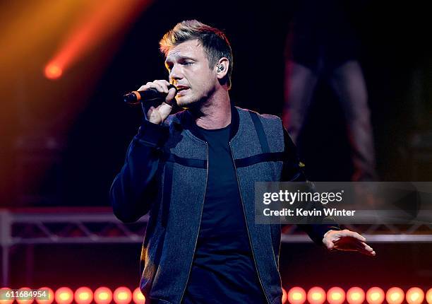 Singer Nick Carter of Backstreet Boys perform live on the Honda Stage at the iHeartRadio Theater LA on September 30, 2016 in Burbank, California.