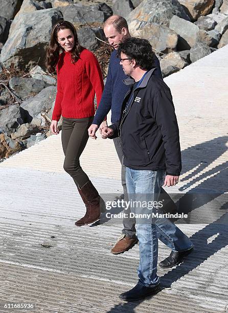 Catherine, Duchess of Cambridge and Prince William, Duke of Cambridge head out on a fishing trip with Skidegate youth centre children during the...