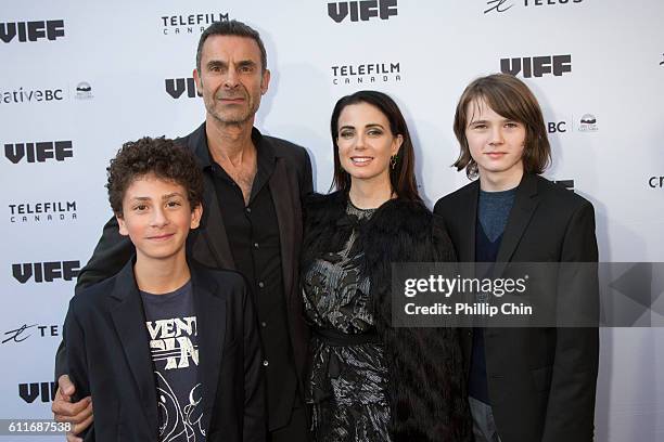 Actor William Ainscough, Director Barnet Bain, Actress Mia Kirshner and Actor Hays Welford arrive on the red carpet for their film "Milton's Secret"...