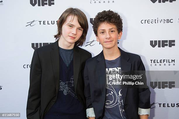 Actors Hays Wellford and William Ainscough arrive on the red carpet for their film "Milton's Secret "at the Centre for the Performing Arts during the...