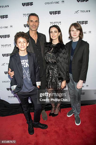 Actor William Ainscough, Director Barnet Bain, Actress Mia Kirshner and Actor Hays Welford arrive on the red carpet for their film "Milton's Secret"...