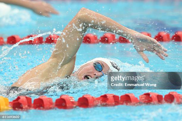 Katinka Hosszu of Hungary competes in the Women's 400m Freestyle on day two of the FINA swimming world cup 2016 at Water Cube on October 1, 2016 in...