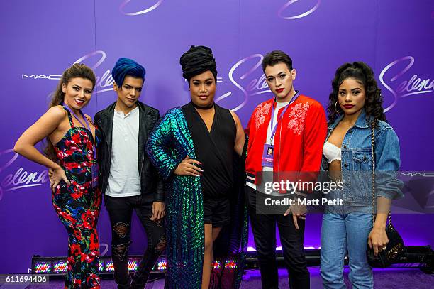 Rose Ciard, Gabriel Zamora, Patrick Starrr, Manny Mua, and Raye Boyce at the MAC Selena World Premiere on September 30, 2016 in Corpus Christi, Texas.