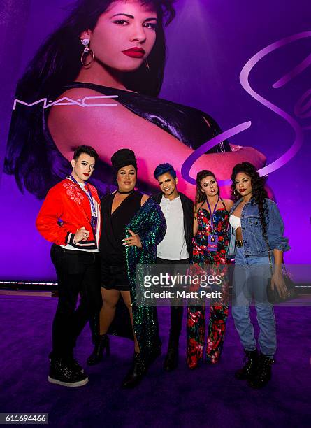 Manny Mua, Patrick Starrr, Gabriel Zamora, Rose Ciard, and Raye Boyce at the MAC Selena World Premiere on September 30, 2016 in Corpus Christi, Texas.