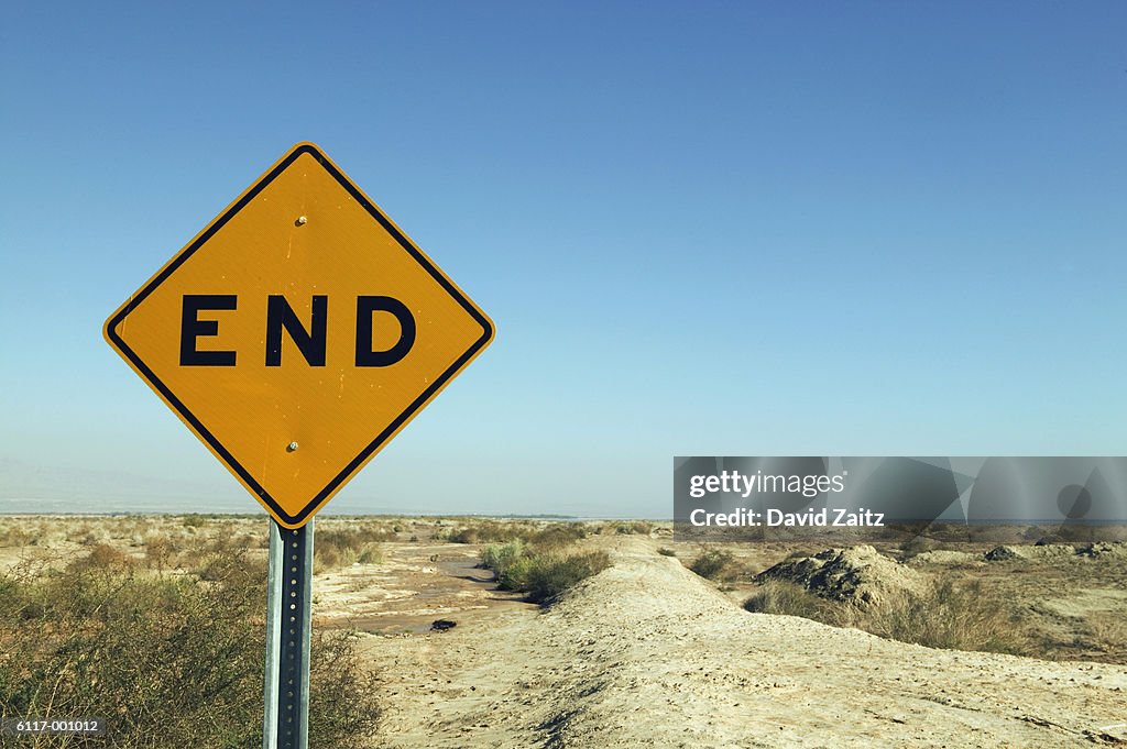 End" Sign in Deser