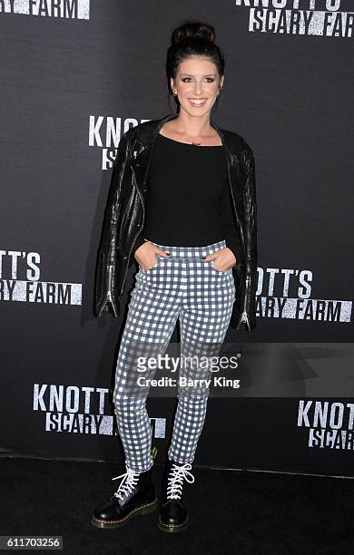 Actress Shenae Grimes attends Knott's Scary Farm black carpet event at Knott's Berry Farm on September 30, 2016 in Buena Park, California.
