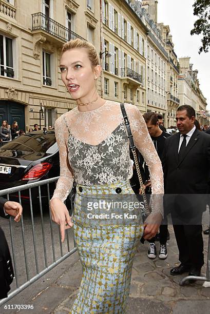 Karlie Kloss attends the Christian Dior show as part of the Paris Fashion Week Womenswear Spring/Summer 2017on September 30, 2016 in Paris, France
