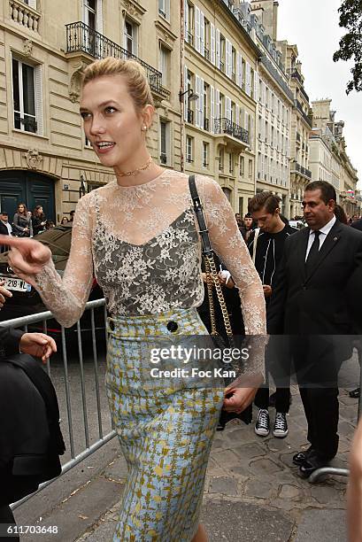 Karlie Kloss attends the Christian Dior show as part of the Paris Fashion Week Womenswear Spring/Summer 2017on September 30, 2016 in Paris, France