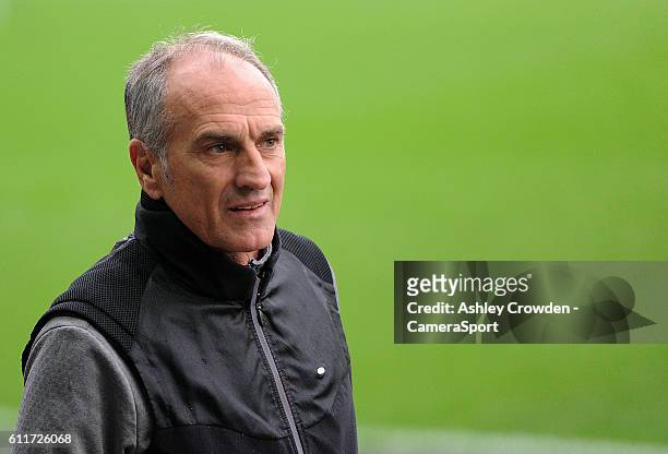 Swansea City manager Francesco Guidolin arrives at the liberty stadium during the Premier League match between Swansea City and Liverpool at Liberty...