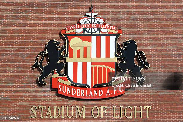 Sunderland logo and name of stadium during the Premier League match between Sunderland and West Bromwich Albion at Stadium of Light on October 1,...