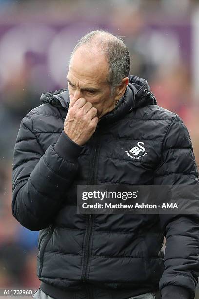 Francesco Guidolin the head coach / manager of Swansea City during the Premier League match between Swansea City and Liverpool at Liberty Stadium on...