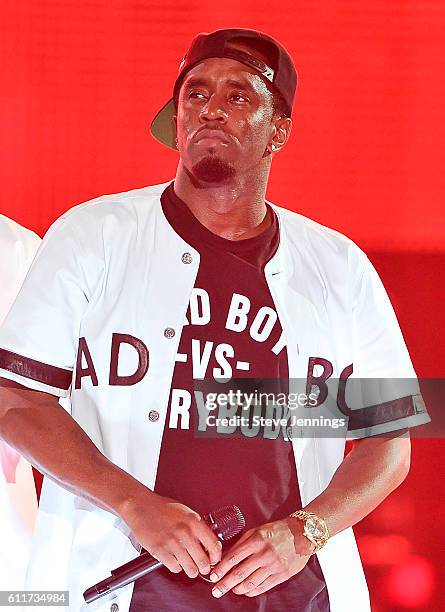 Sean "Puff Daddy" Combs performs at the Bad Boy Family Reunion Tour at ORACLE Arena on September 30, 2016 in Oakland, California.