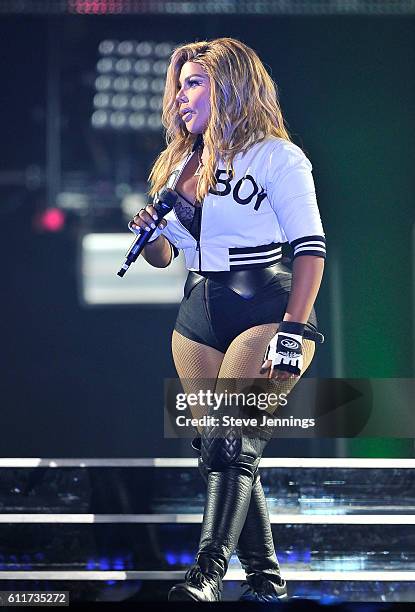 Lil' Kim performs at the Bad Boy Family Reunion Tour at ORACLE Arena on September 30, 2016 in Oakland, California.