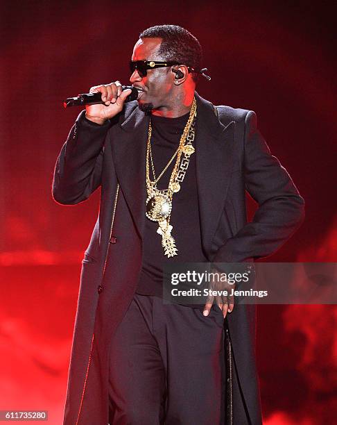 Sean "Puff Daddy" Combs performs at the Bad Boy Family Reunion Tour at ORACLE Arena on September 30, 2016 in Oakland, California.