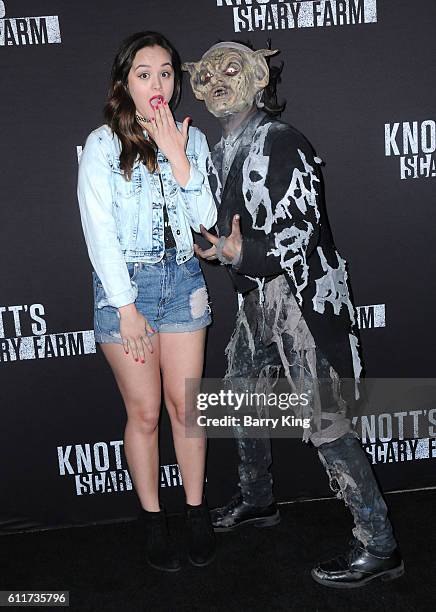 Actress Hayley Orrantia attends Knott's Scary Farm black carpet event at Knott's Berry Farm on September 30, 2016 in Buena Park, California.