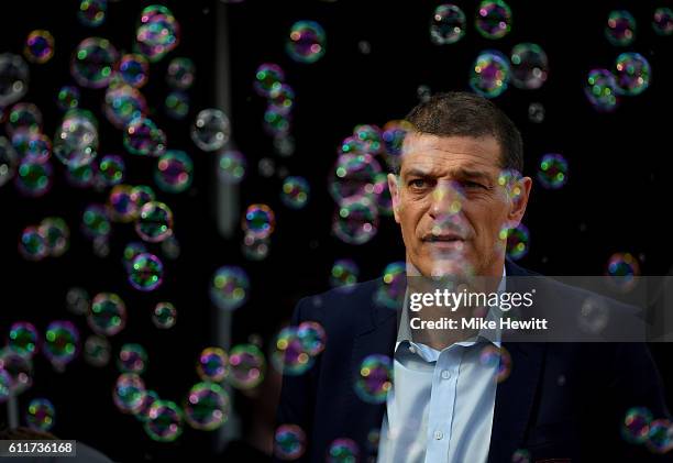 Slaven Bilic, Manager of West Ham United, looks on during the Premier League match between West Ham United and Middlesbrough at London Stadium on...